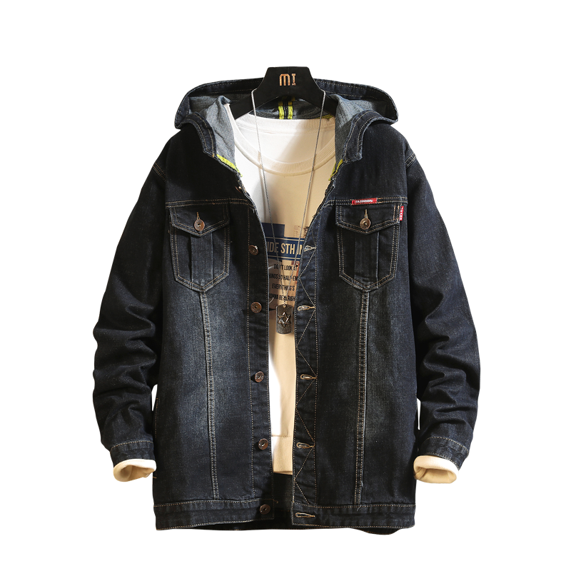 Autumn and Winter Men's hoodies Jacket Casual black Denim Jacket Embroidery Jacket Men