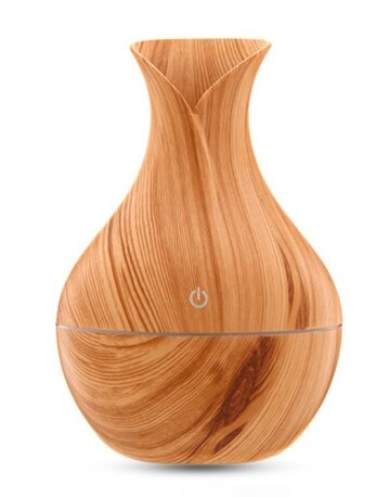 humidificador de grano de madera para coche, difusor ultrasónico, aromaterapia para coche, Humidificador redondo de purificación de aire para jarrón doméstico: light  wood grain