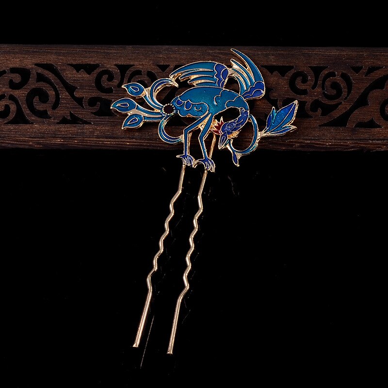 Antiikin orkidea kukka hiuspuikko cloisonne emali luksuskoru sininen hiusneula kiinalainen vintage käsintehdyt hiusneulat: 10