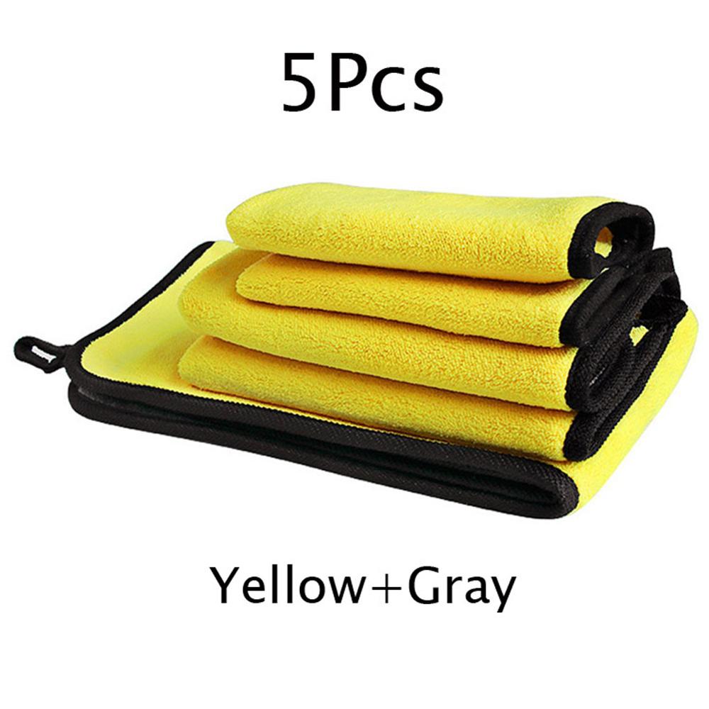 5 st 600 gsm biltvätt mikrofiberhanddukar supertjock plyschduk för tvätt rengöring torkning absorbera vaxpolering