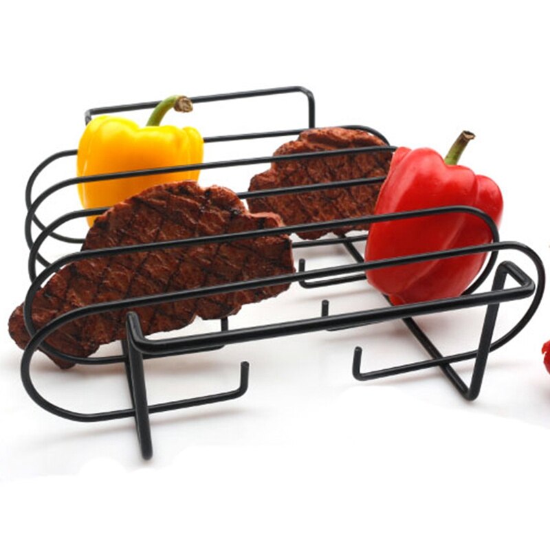 BBQ Roasting Rib Rack Multifunction Non-Stick Roast Whole Chicken Ribs Meat Non-Stick Rib Rack For Grilling