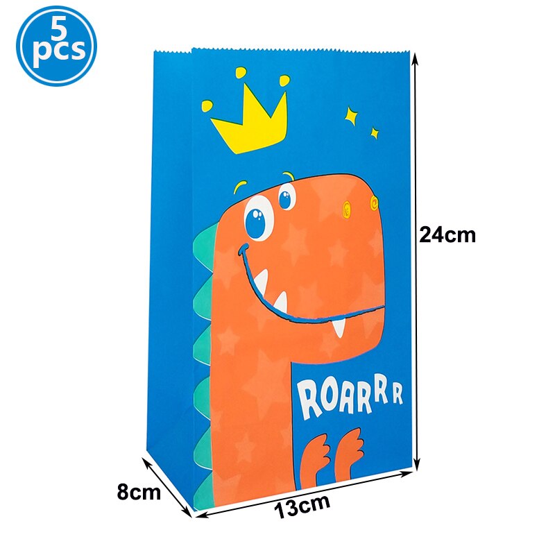 Dinosaurus feest bedankjes zakjes papier dino patroon snoepzak kinder verjaardag goody bag babyshower feestbenodigdheden: 5 stuks blauwe zakken