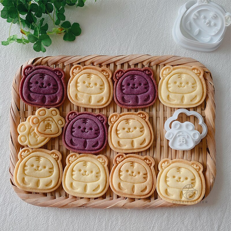 Cartoon Tiger Thickened Biscuit Mold Paw Cookie Cutter Fondant Cutter Pastry Cake Sugar Craft Baking Tools Kitchen Accessories
