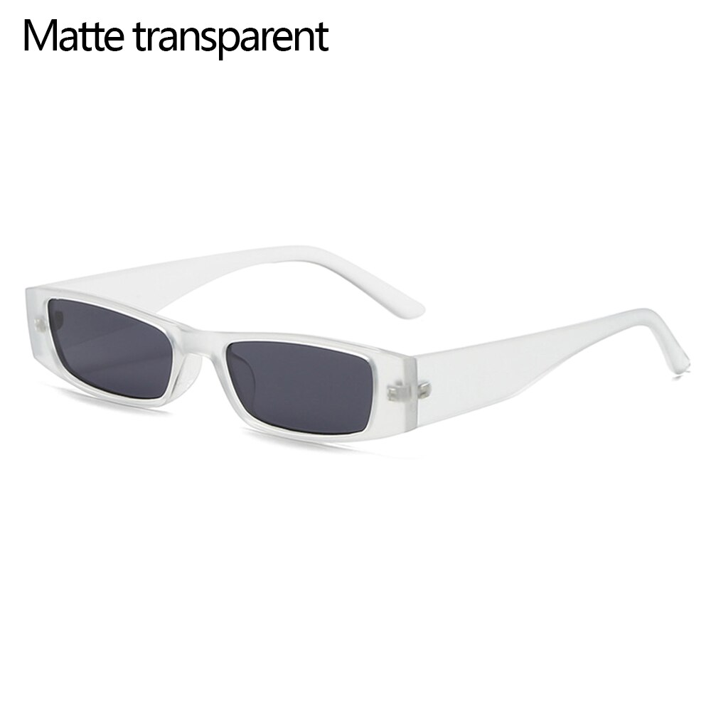 Rectangle Narrow Sunglasses Women Small Frame Sun Glasses Eyewear UV400 Driving Goggles: Matte clear