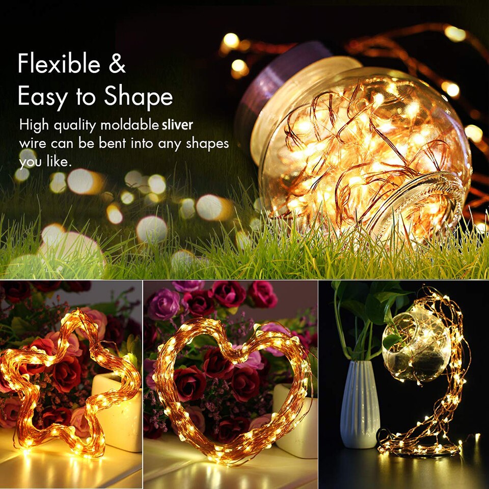2M/5M/10M USB LED Lichterkette draussen Girlande für Foto Zauberstab Dekor Gebühr Clips lichter Kette Batteriebetriebene Weihnachtsbeleuchtung