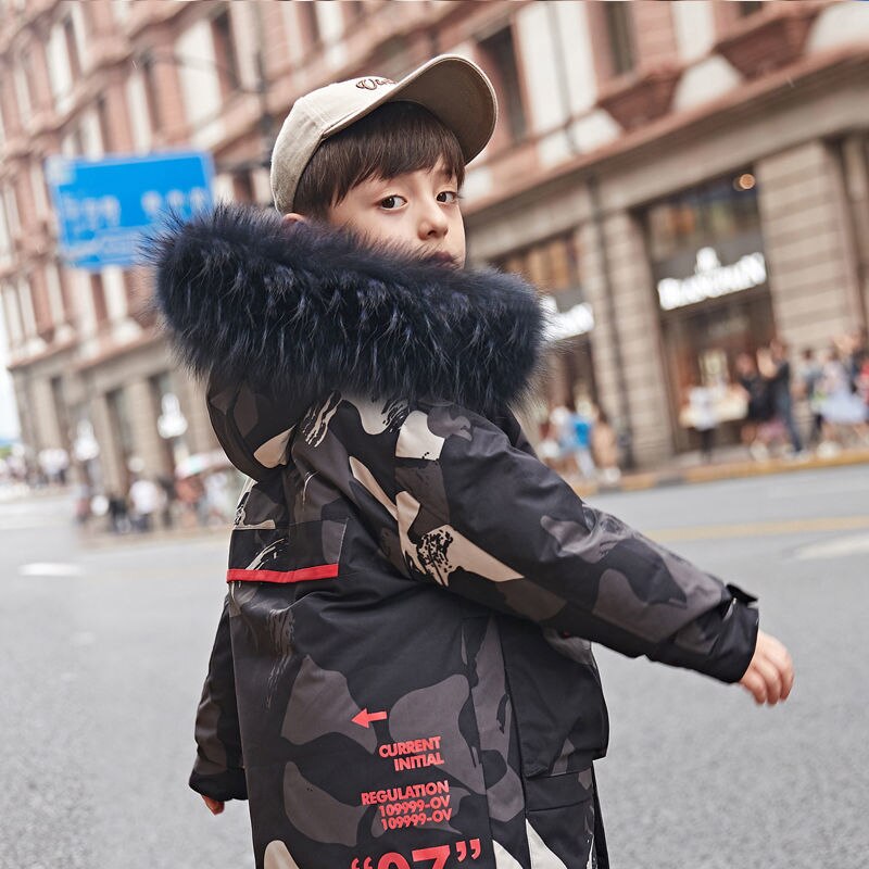 10 11 12 Jaar Tiener Jongens Camouflage Gewatteerde Fur Hooded Jassen Winter Vermomming Jas Kids Tiener Kleding Bovenkleding Outfits: As The Picture / 11-12T