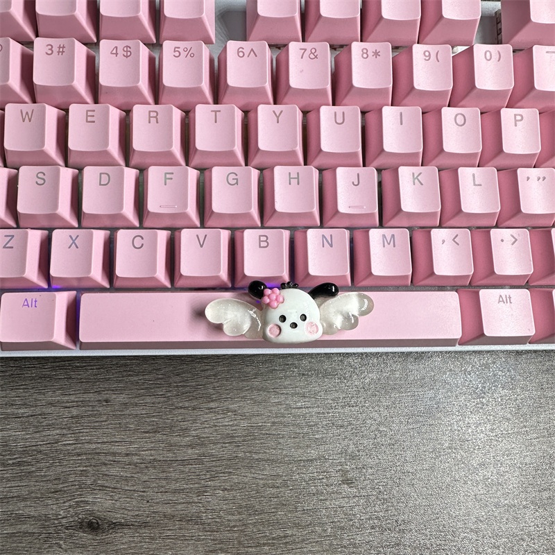Diy Schattige Cartoon Hello Kt Kuromi Keycap 6.25u Spatiebalk Gaming Mechanisch Toetsenbord Cross Axis Roze Witte Keycap 2.75 Shift Keycap: Kaki / Blauwe schakelaar