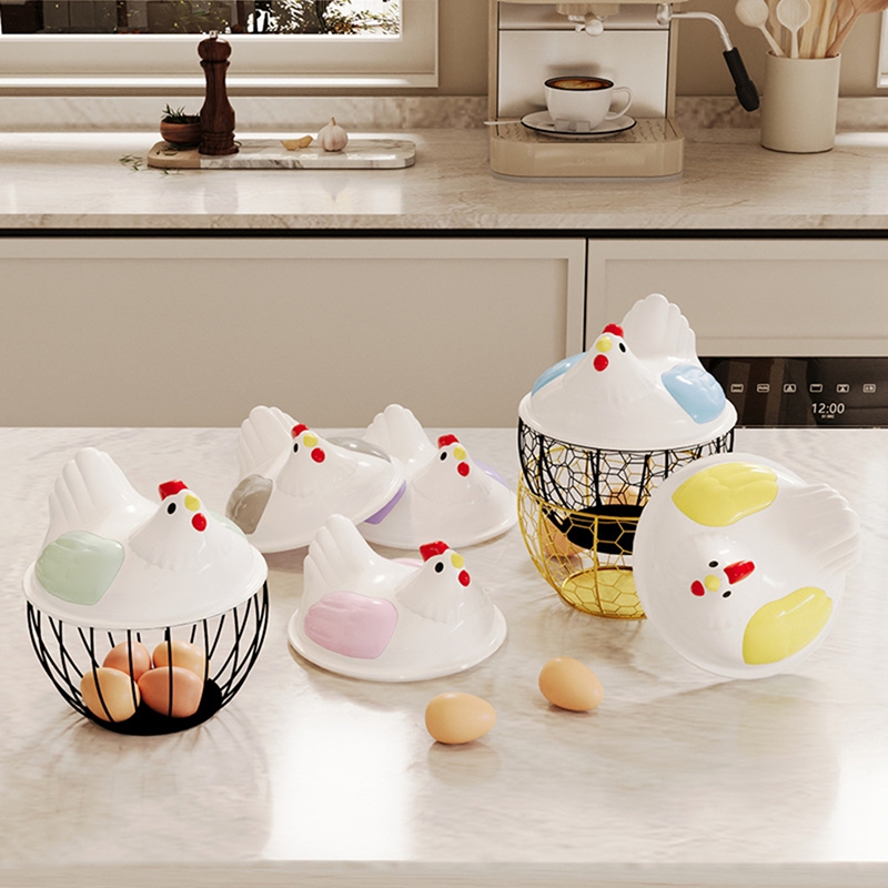 Chicken Egg Basket Metal Wire Chicken Egg Storage Basket Cute Portable Chicken Egg Holder Fresh Egg Holder for Pantry
