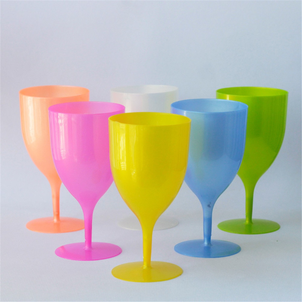 Färg omönstrad plastbägare vinglas champagneglas fest picknick 350ml mångsidig glas 6 st