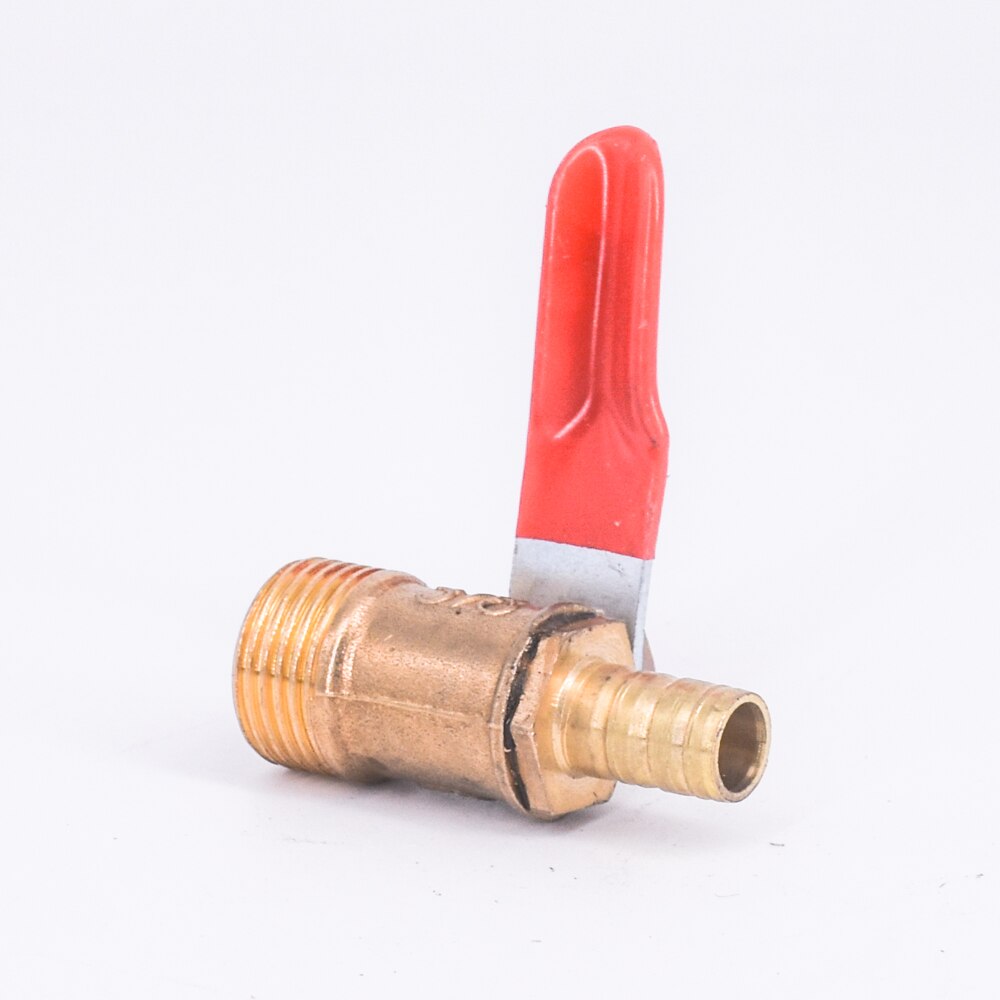 Messing 6/8/10/12 Mm Red Deurkruk Kogelkraan Slang Barb 1/8 "1/4'' 3/8 ''1/2'' Bsp Mannelijke Water Olie Flow Control Fitting