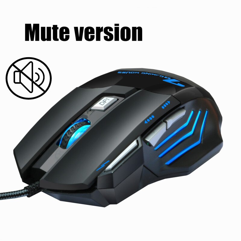 Wired Gaming Mouse 7 Button 5500 DPI LED Optical USB Game Mouse Computer Mouse Gamer Mice Cable Silent Mause For PC: Mute