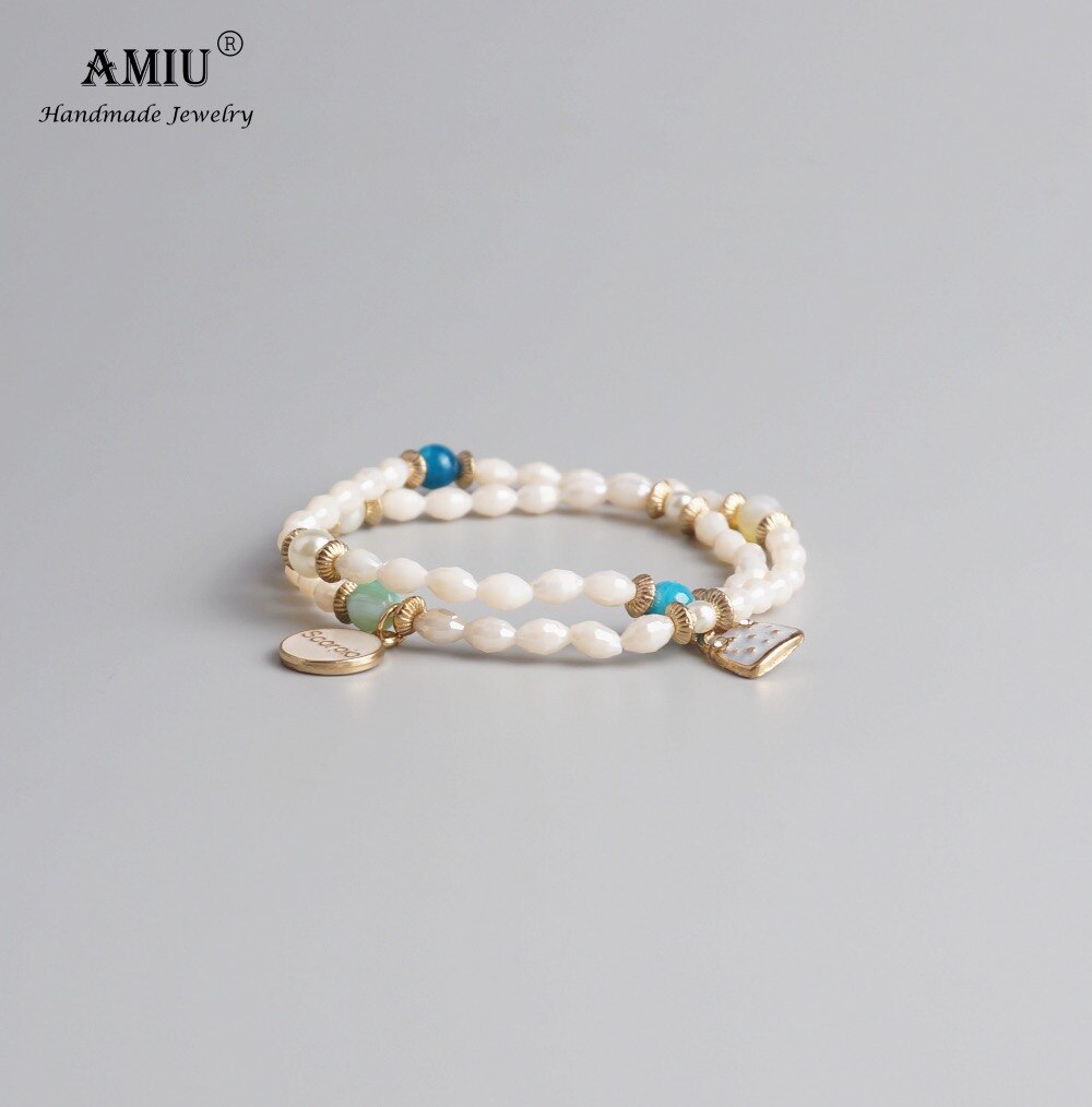 AMIU Handmade Wrap Natural Crystal Bracelet Fancy Jewelry Adjustable Size Brazilian Bracelet For Woman