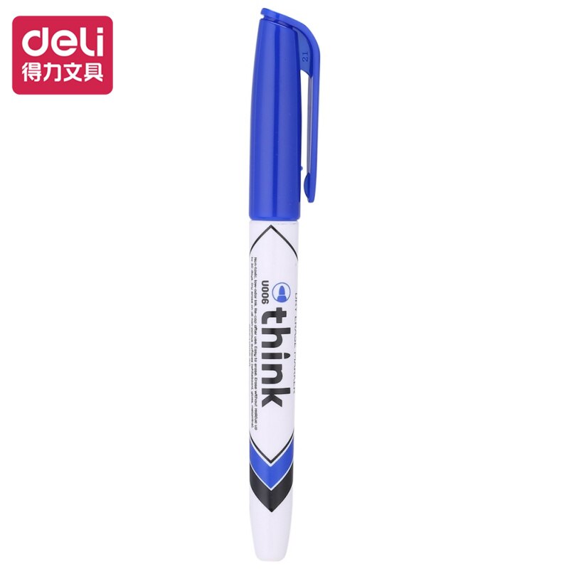 Deli 12pcs/box Whiteboard Pen Erasable Thick Head Large Writing Pen Glassroom Whiteboard Water Marker Meeting Office Stationary