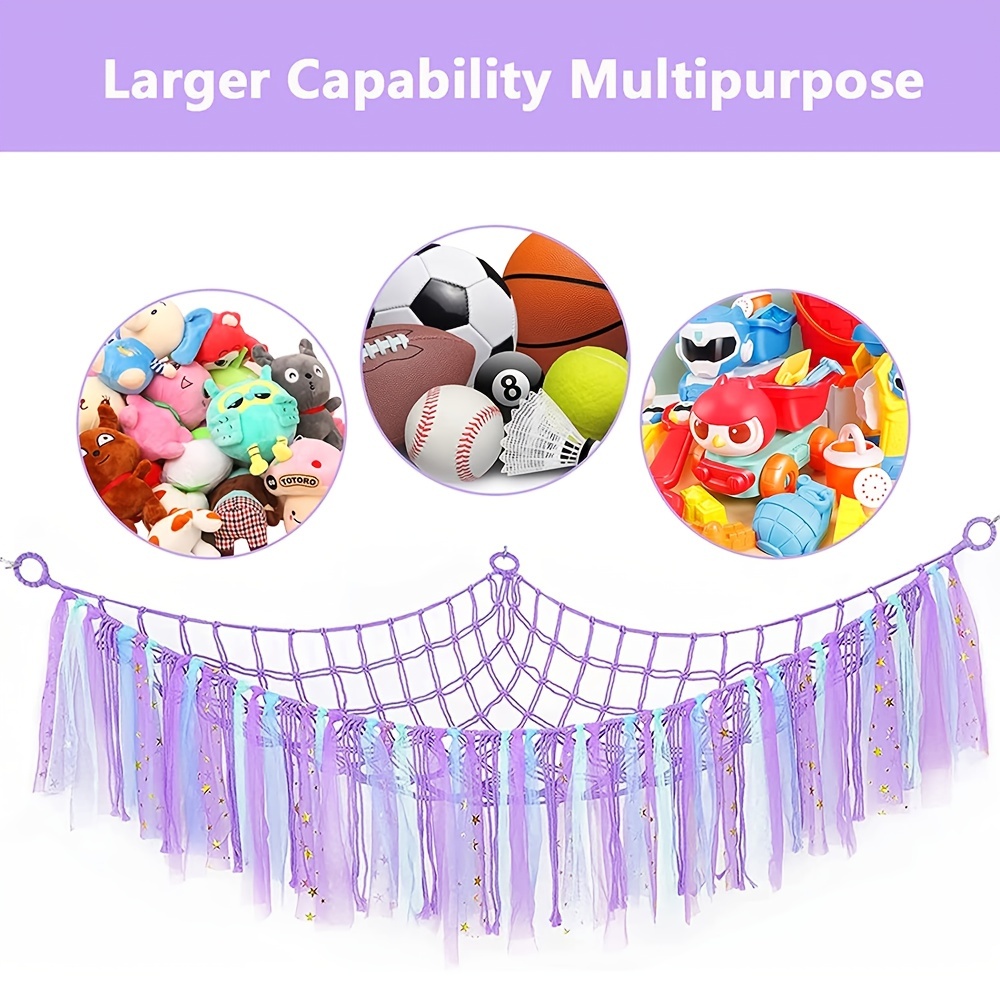 Hamac avec glands, filet de rangement pour animaux en peluche, support et jouet en peluche, filet suspendu d'angle doux fait à la main, support de jouet