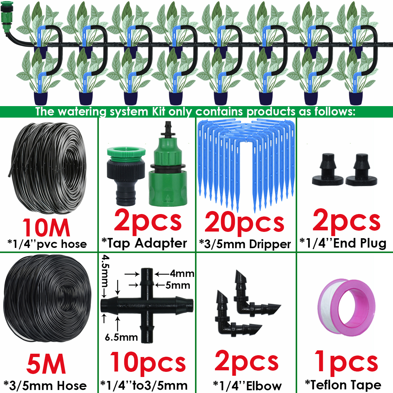 KESLA Automatic Drip Irrigation Kit 4/7 to 3/5mm Hose Garden Watering System Dripper for Bonsai Pot Plant Vegetable Greenhouse: WHITE