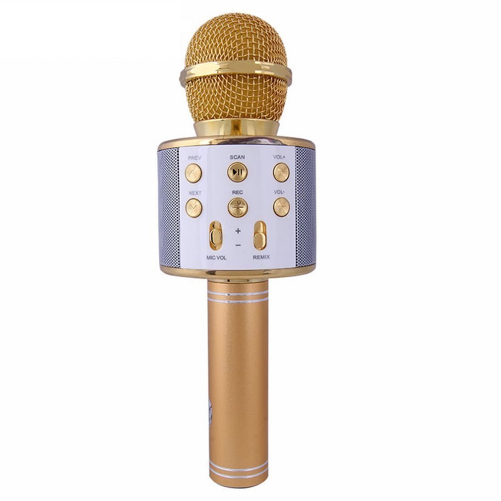 Micrófono Bluetooth para Karaoke KTV, altavoz inalámbrico, reproductor de música, micrófono de bolsillo, grabador para cantar: gold