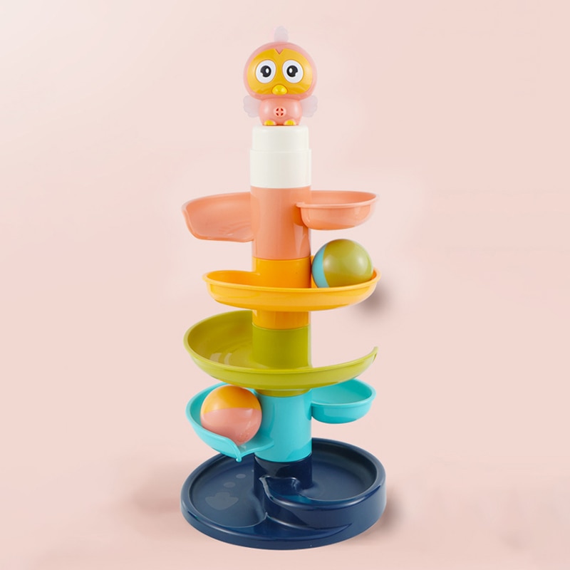 Marble Run Block Rotation Track Rolling Ball Funnel Slide Baby Glider Tower DIY Assemble Toy Boy Girl