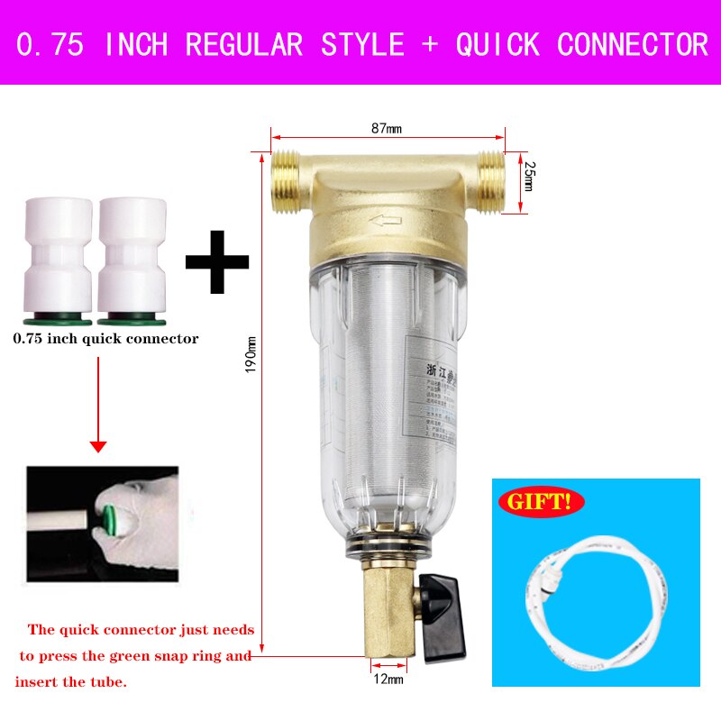 Water Filters Front Purifier Copper Lead Pre-filter Backwash Remove Rust Contaminant Sediment Pipe Stainless Steel Central: 0.75 inch SJT KJ