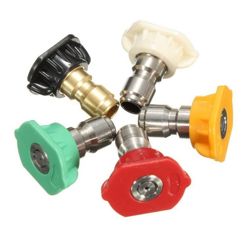 5 Pcs Package High Pressure Washer Spray Nozzles Tip Set Variety Degrees Quick Connect for Gas Power Pressure Washers