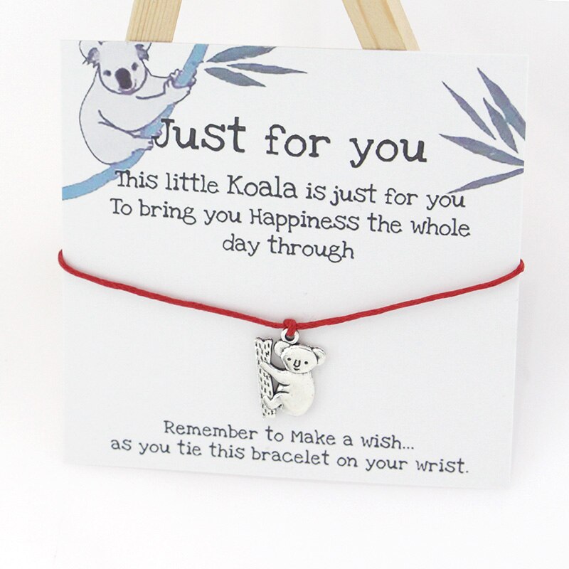 Wish Armband Lucky Koala Leuke Koala Charm Wish Card Vriendschap Armbanden Koala Sieraden Voor Vrouwen Mannen Beste Vriend: red