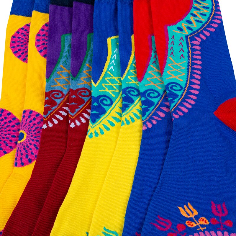 3 Pairs For Socks African Print Striped Lattice Colorful Soft Socks Leisure Skateboard Socks Funny Multicolor