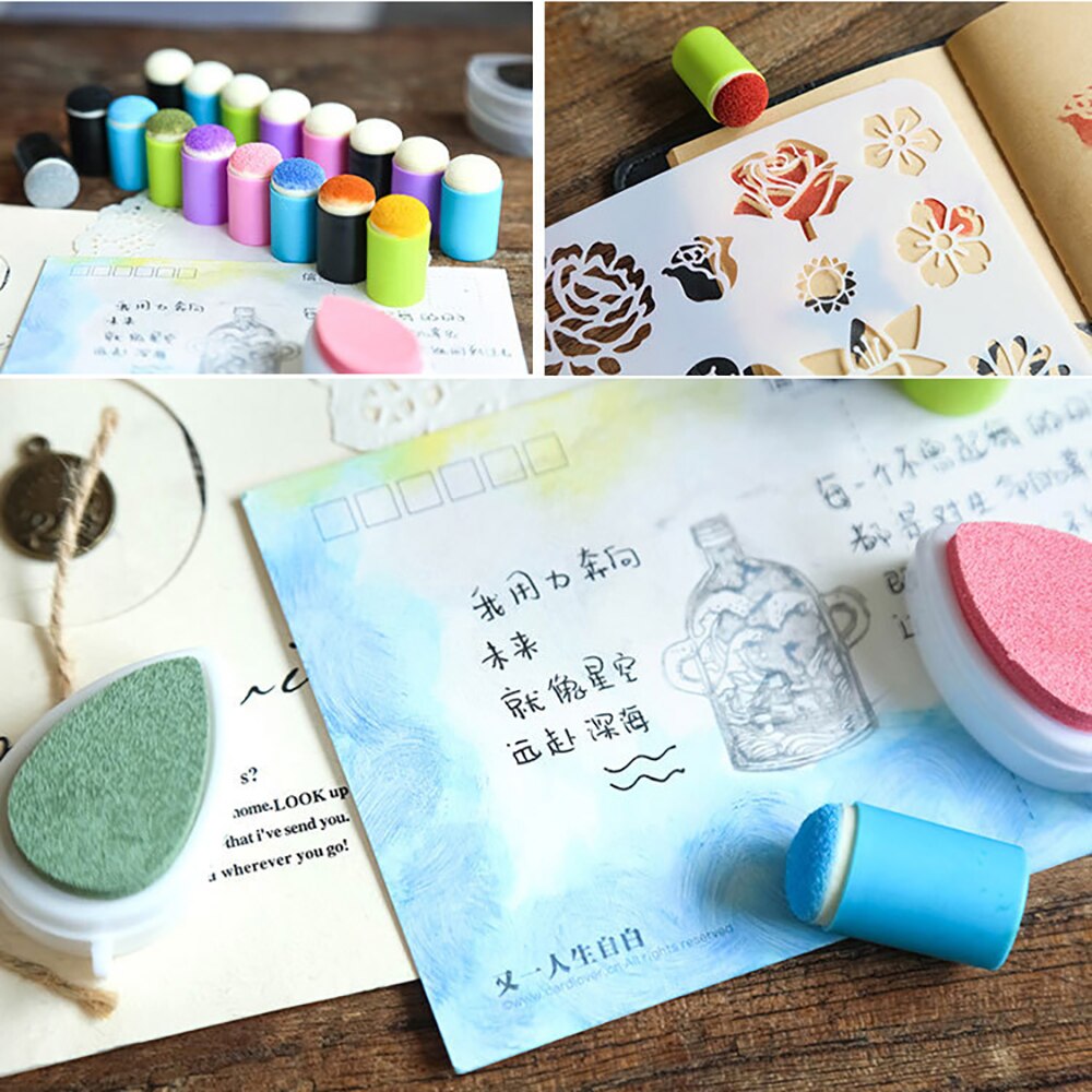 Colorful Makeup Finger Sponge Ink Pad Tools for Painting Ink Pad Stamping Diary Album Art Tools Stationery