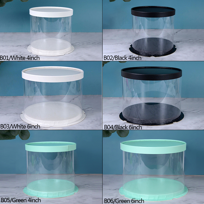Caja redonda transparente para pastel de cumpleaños, embalaje transparente, decoración para de cumpleaños, a prueba de polvo, caja de almacenamiento para exhibición