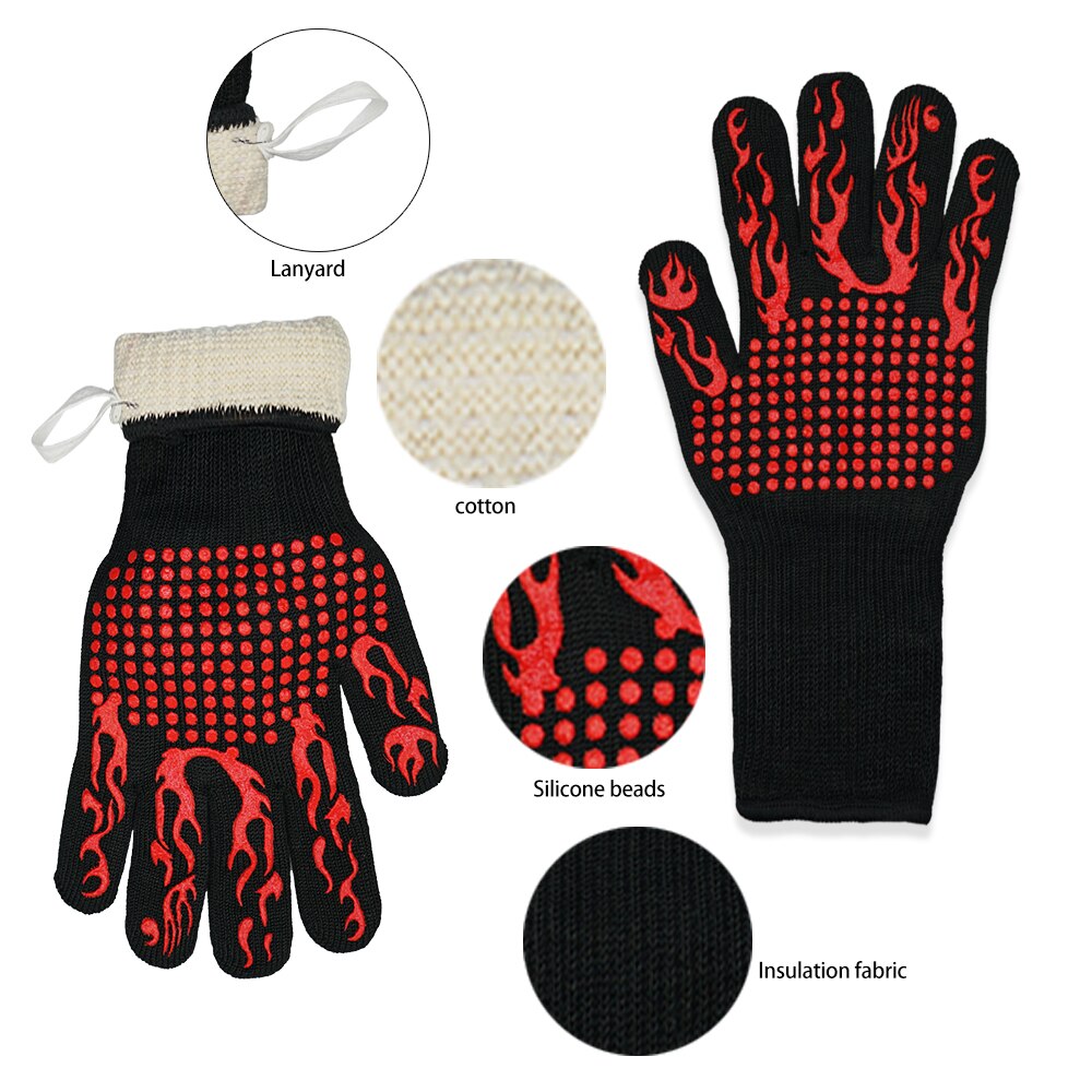 Safety Fireproof Gloves Fire Insulation High Temperature Resistant Work Gloves Kitchen BBQ Grill Non-slip Microwave Oven Gloves