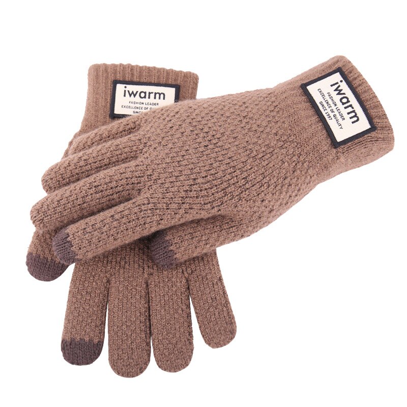 Winter Man Keep Warm Touch Screen Plus Velvet Inside Thicken Wool Knitting Gloves Outdoor Wear-Resistant Anti-Slip