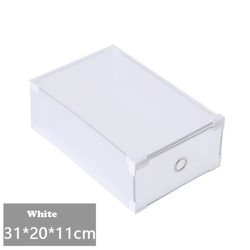 Eco-Friendly Transparent Shoe Hanger Plastic Rectangle Storage Box Shoe Organizer Thickened Drawer Shoe Box Home Stackable Box: White(M)