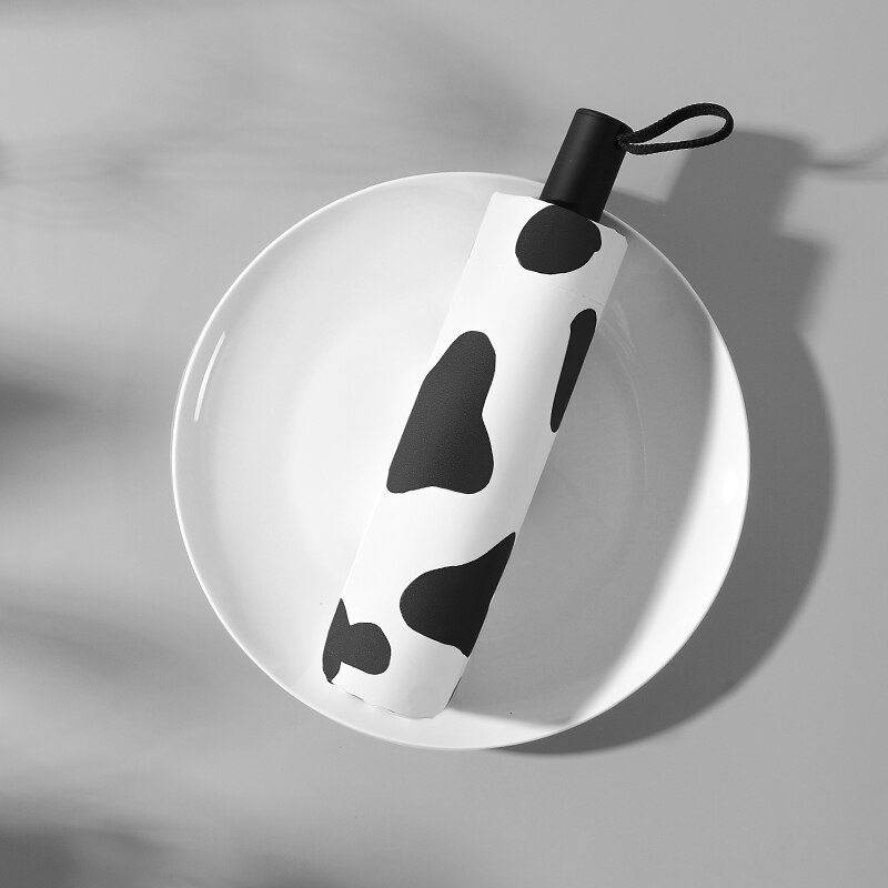 Black Cow Pattern Print Foldable Umbrella main image 0