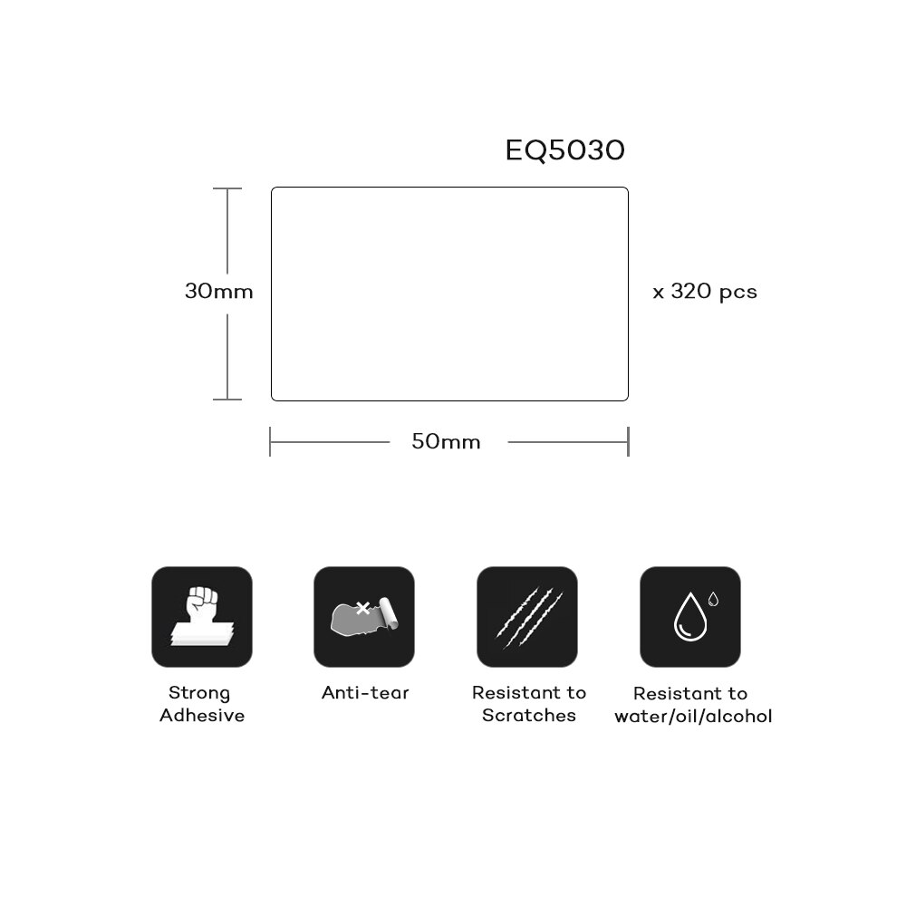 1Rolls White Thermal Label Roll 50*30mm EQ5030 Typeable Washi Tape thermal label paper for EQ11 mini thermal label printer