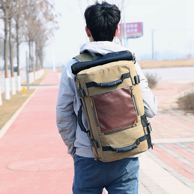 Grande capacidade dos homens mochila saco de viagem esportes casuais lona mochilas para o sexo masculino mutifunctional para fora da porta sacos escola pacote