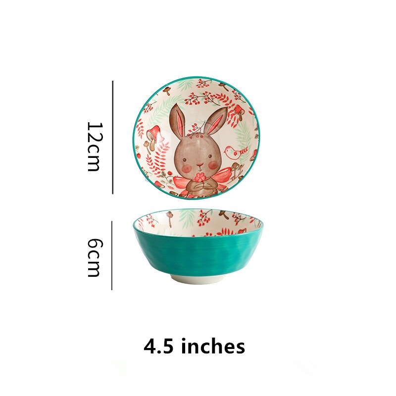 Cute Cartoon Ceramic Plate Home Flat Plates Dinner Serving Main Dish Food Dish Plate Pottery Dish Salad Platter Dish Dinnerware: Cute Rabbit Bowl