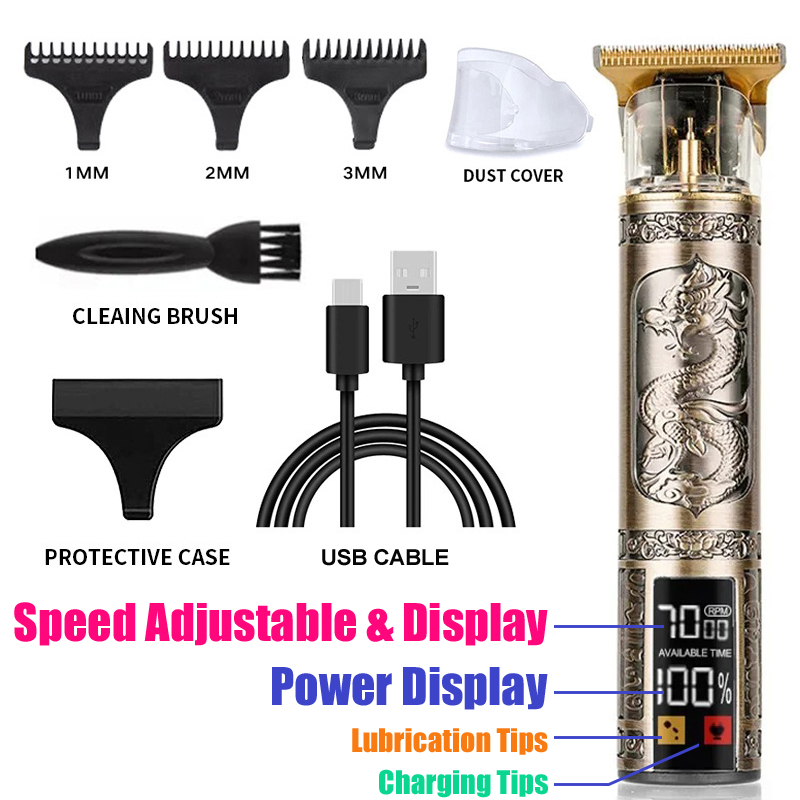 Cortadora de pelo Vintage T9, cortadora de pelo con carga rápida USB, cortadora de pelo eléctrica, Afeitadora portátil, peluquero