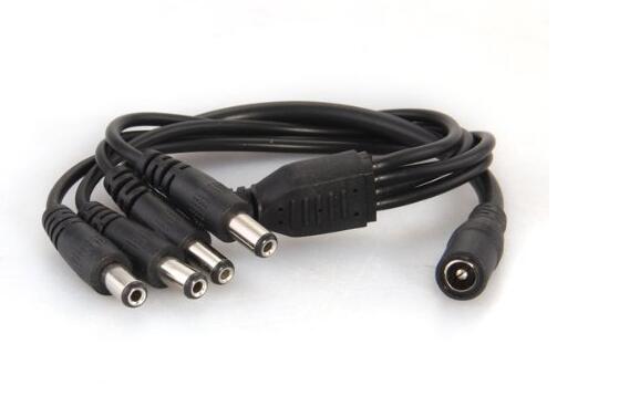 1 Female To 4 Male DC Power Splitter Adapter Connector Cable Camera 5.5*2.1mm For CCTV and LED Strip,min:1pcs