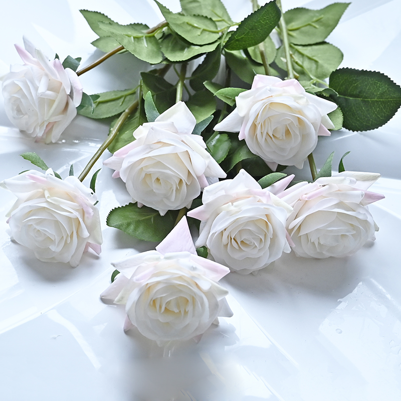 7 Uds. De rosas artificiales, flores de seda de tacto Real para el hogar, mesa de boda, ramo, decoración de: Azul