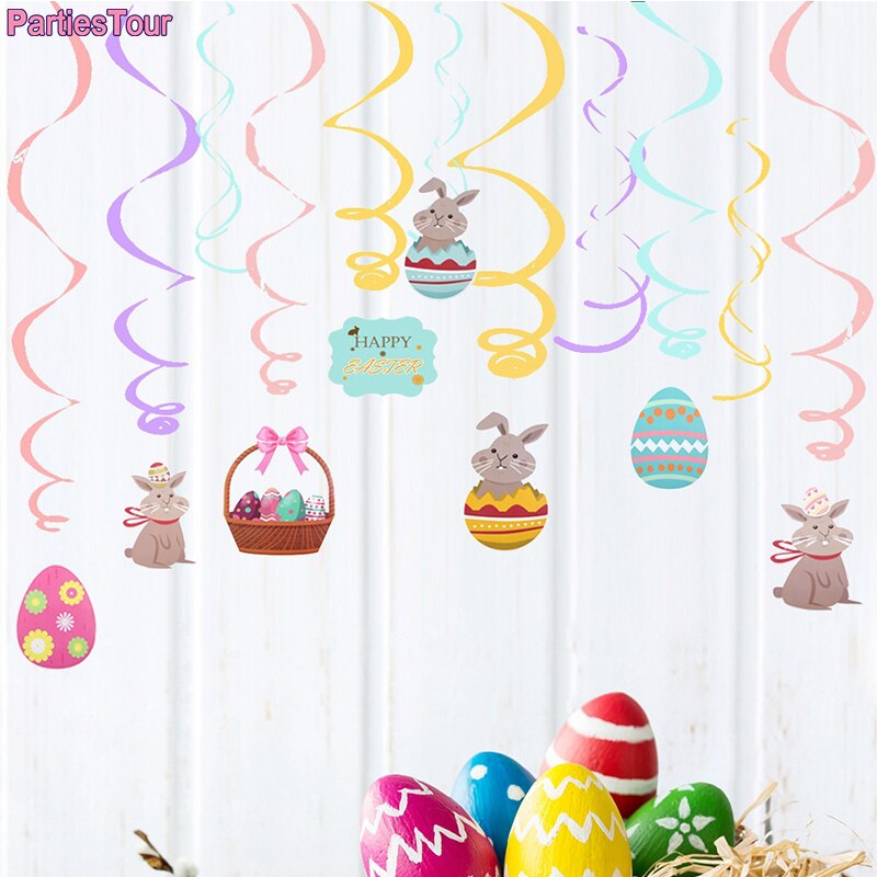 Easter Hanging Swirl Decorations Ceiling Hanging decor Easter Bunny Eggs Chick Carrot for Home Office School Easter Party decor