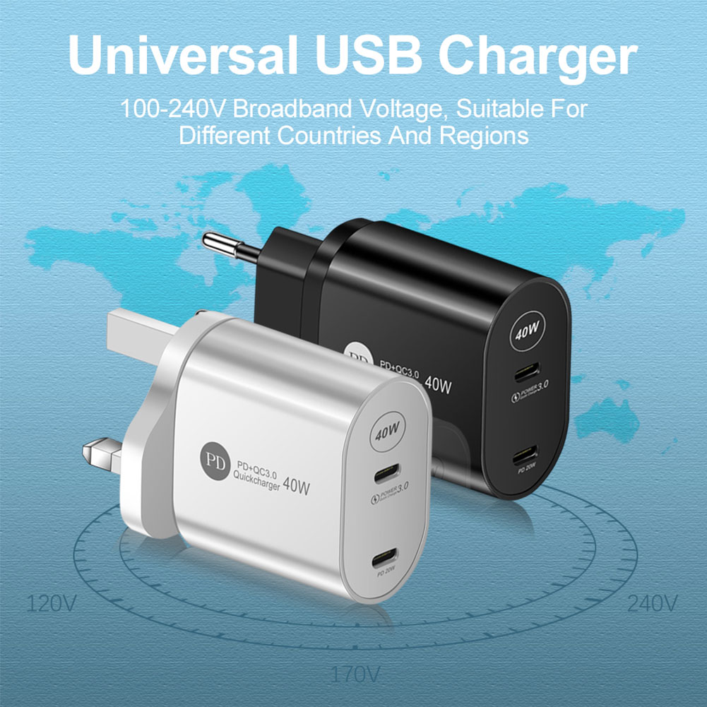 Szybka ładowarka Electop 40W Dual PD USB type-c QC 3.0 szybka ładowarka do iPhone 13 12 11 Pro Max X Xr iPad uniwersalny Adapter