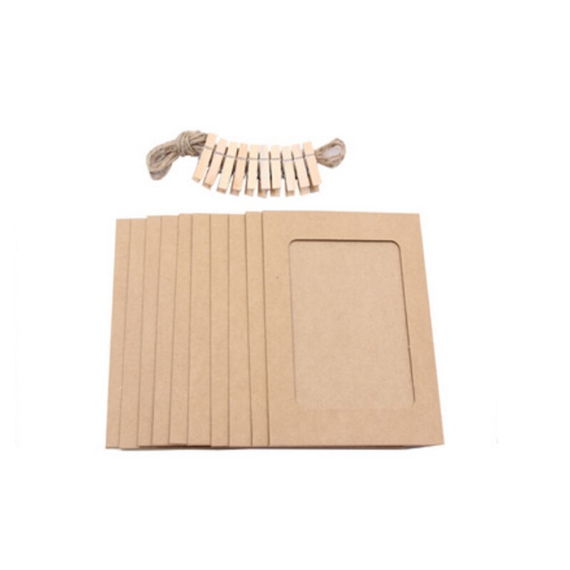 10Pcs Diy Fotolijst Houten Clip Papier Houder Foto Muur Decoratie Voor Wedding Graduation Party Photo Booth Props: brown