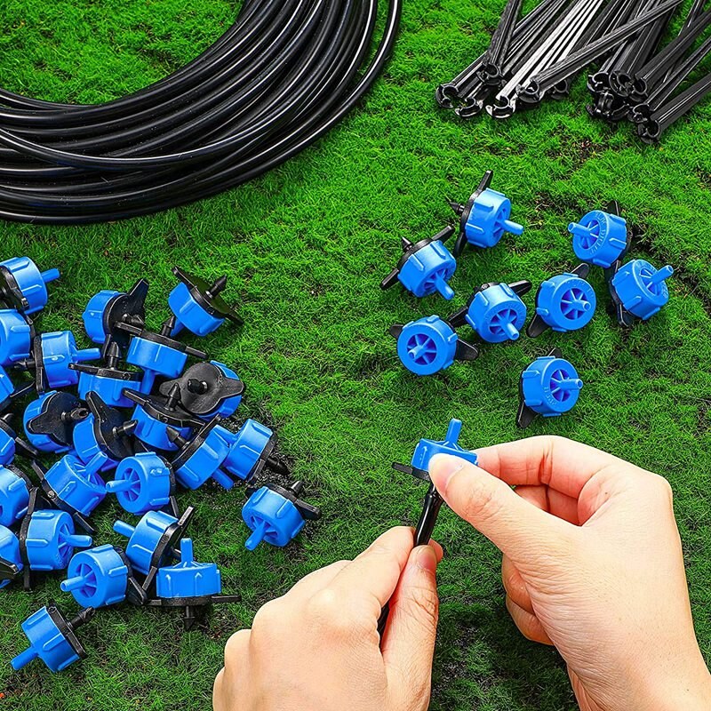 80Pcs Pressure Compensating Drip Emitters Adjustable Irrigation Drippers 2 GPH Drip Irrigation Mini Connectors For Lawn