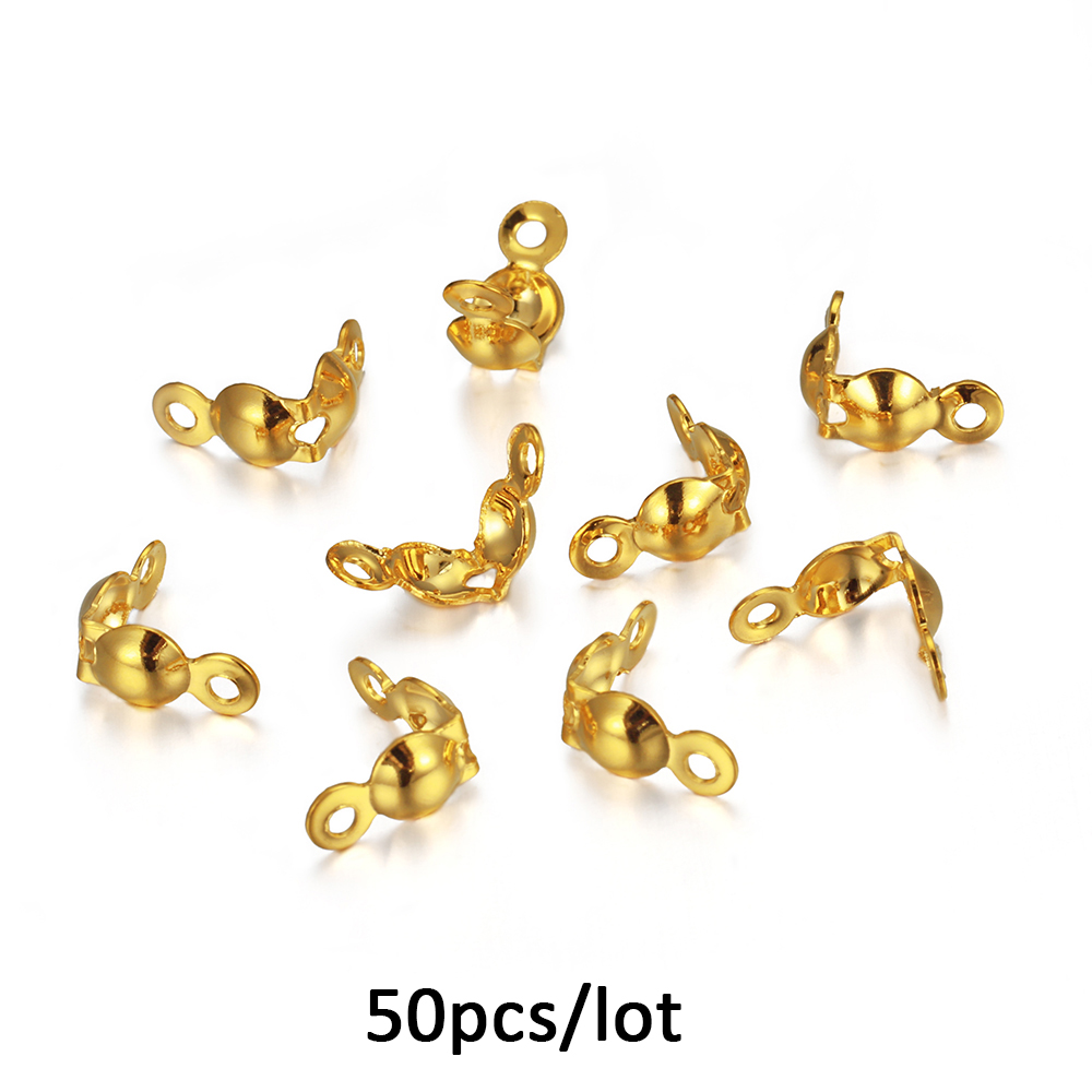 100 unids/lote conector de acero inoxidable cierre cadena de bolas extremo engarzado conector de tapa de cuentas para hacer joyería hallazgos componente DIY: L / Negro