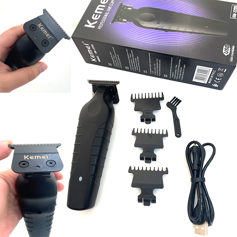 Kemei 2299 barber trådløs hårtrimmer 0mm elektrisk klippemaskin med null mellomrom, elektrisk finishklipper