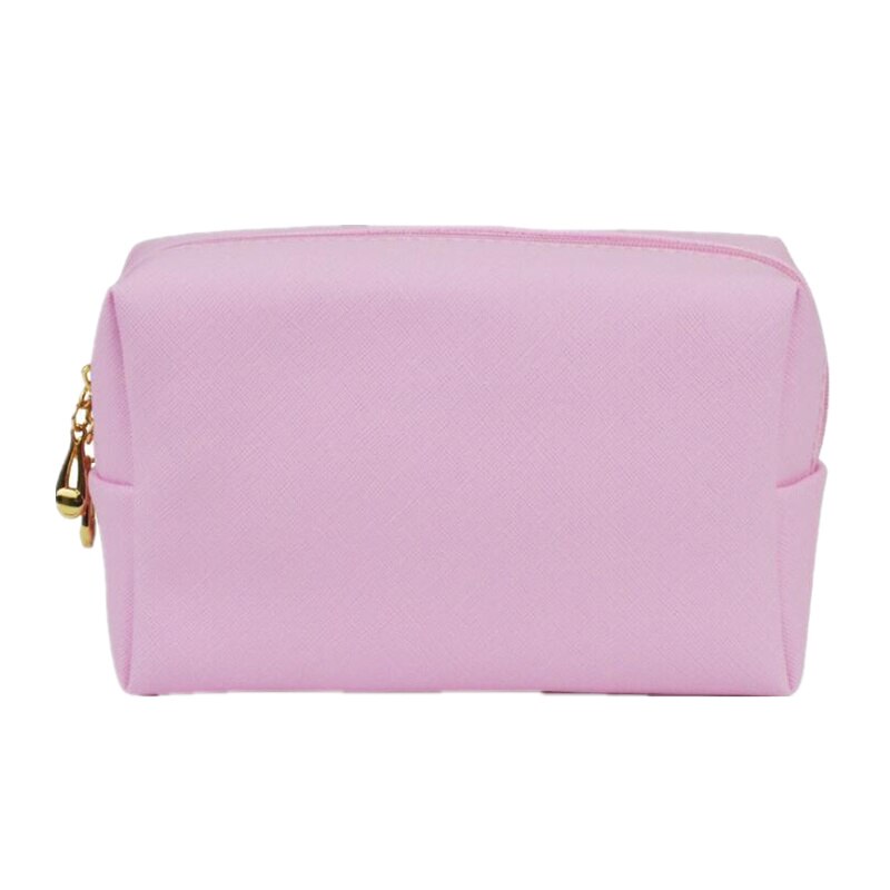 PURDORED 1 Pc Solid Makeup Bag Travel Women Leather Cosmetic Bag Waterproof Toiletry Beauty Bag Maquiagem Neceser Kosmetyczka: pink