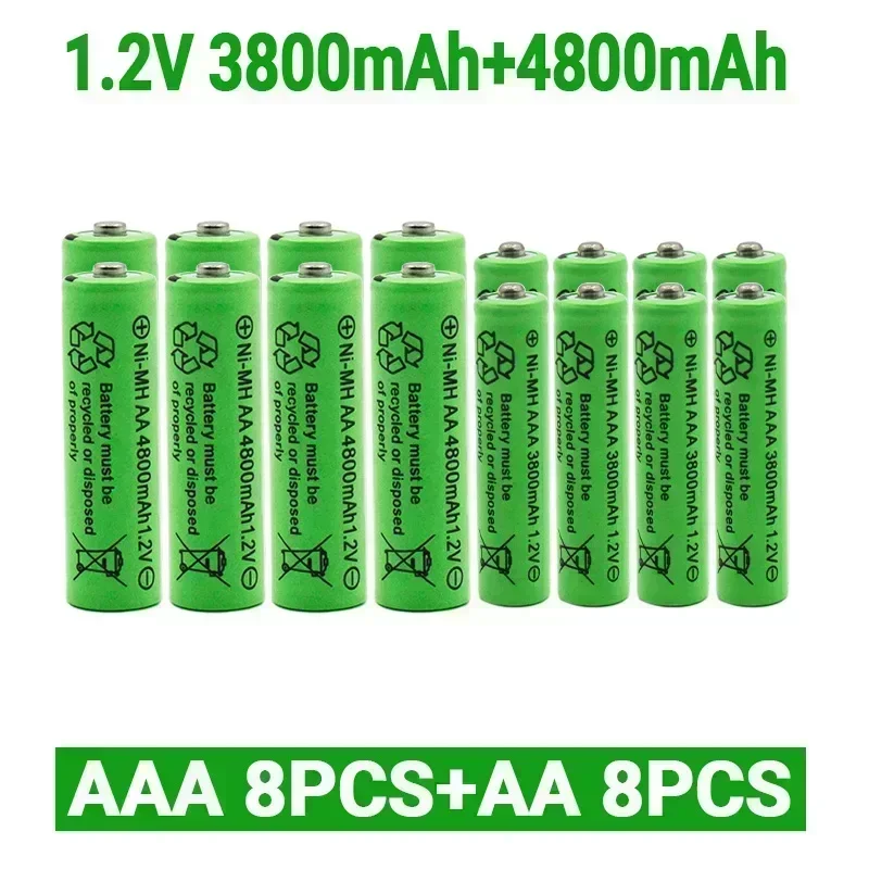 1,2 V AA 4800 mAh oplaadbare NI-MH-batterijen + 1,2 V AAA 3800 mAh oplaadbare batterij NI-MH-batterij: GRIJS
