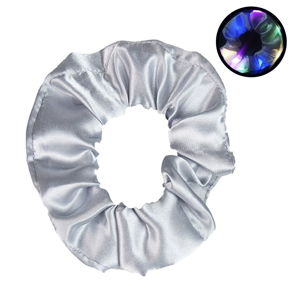 1pc LED Luminous Women Girls Hair Rope Flashing Ponytail Holder Light Up Elastic Hair Bands Hair Accessories Glow Party Supplies: gray