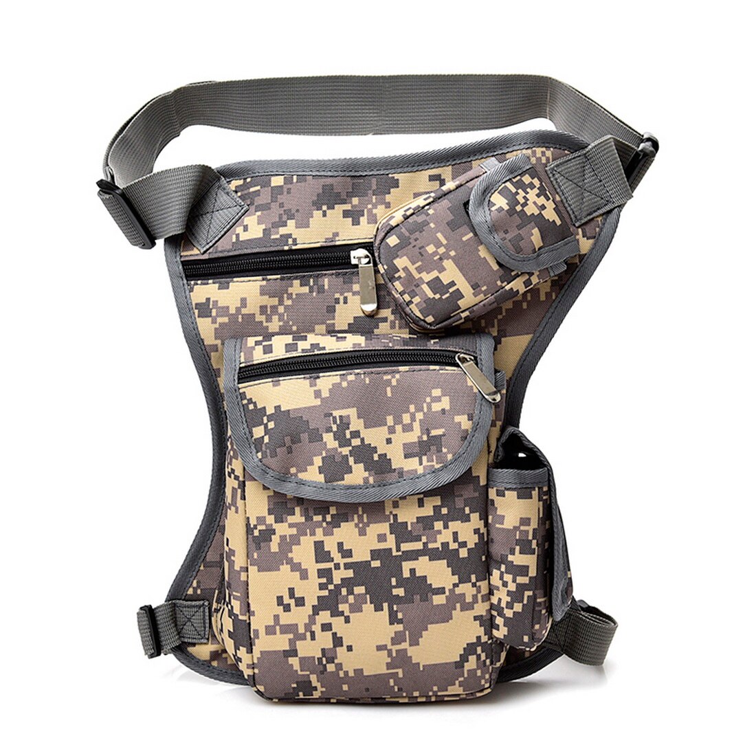 Mannen Reizen Rijden Motorfiets Zak Draagbare Taille Messenger Bag Casual Canvas Dij Been Multi-Pouch: camouflage B