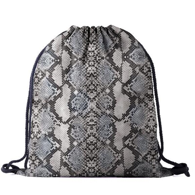 Bundel zak touw tas print slangenhuid patroon trekkoord rugzak dames heren dagelijks casual meisjes mochila knapzak vrouwelijk: Bpa 700446