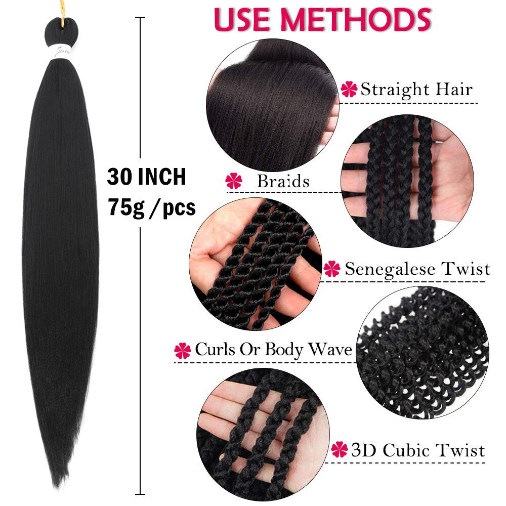 X-TRESS Pre Stretched Braiding Hair Long Braid 30 Inch 8 Packs Hair Extensions Synthetic Fiber Crochet Twist Braids