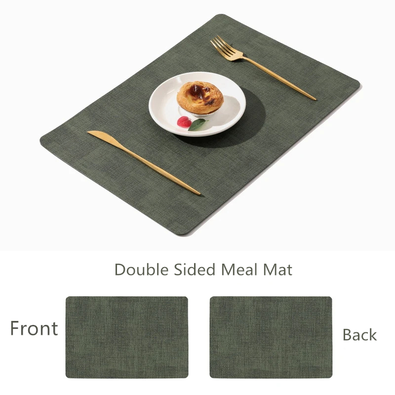 Placemats Dubbelzijdig, Kunstleer Plaats Maaltijdmatten Binnen Placemats voor Eettafel Buiten Vierkant Antislip Wasbare Placemats: M / green